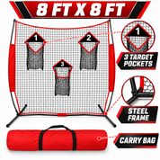 Gagalileo 8x8ft Heavy-Duty Football Training Net — 3 Target Hitting Area Kicking Cage