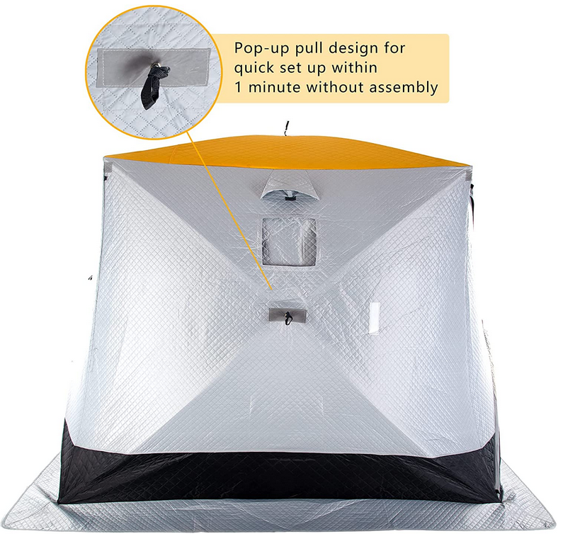 Galileo Ice Fishing Shelter, 3-4 Person Portable Ice Fishing Tent with Bag, Water-Repellent and Wind-Resistant Quick Fishing Tent