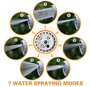 50FT Garden Hose Reel，Retractable Small Water Hose Reel With 7 Water Sprayer Modes，Wall Mount Hose With Reel Kink-Free and Convenient Storage (Mini, Orange)
