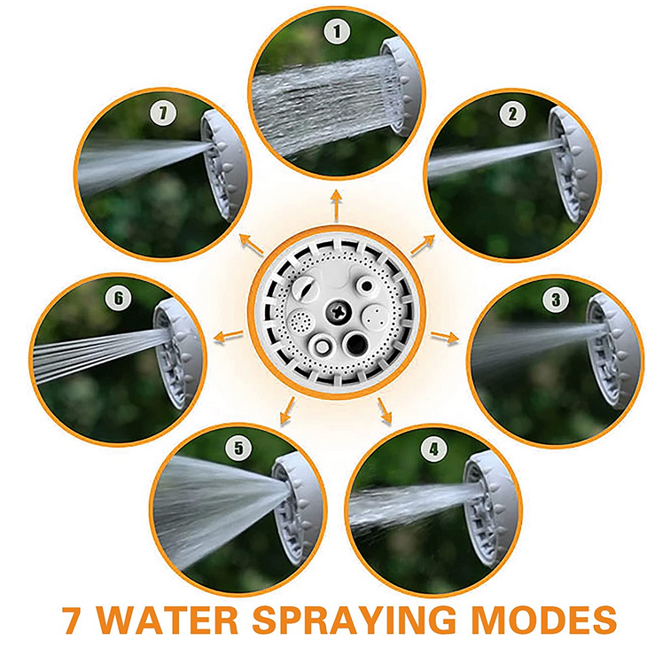 50FT Garden Hose Reel，Retractable Small Water Hose Reel With 7 Water Sprayer Modes，Wall Mount Hose With Reel Kink-Free and Convenient Storage (Mini, Orange)