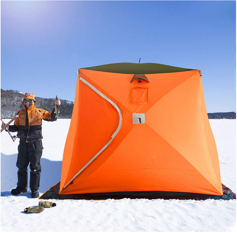 Abri de pêche sur glace Galileo 90 × 90 × 80 pouces/tente pour 3-4 personnes avec sac