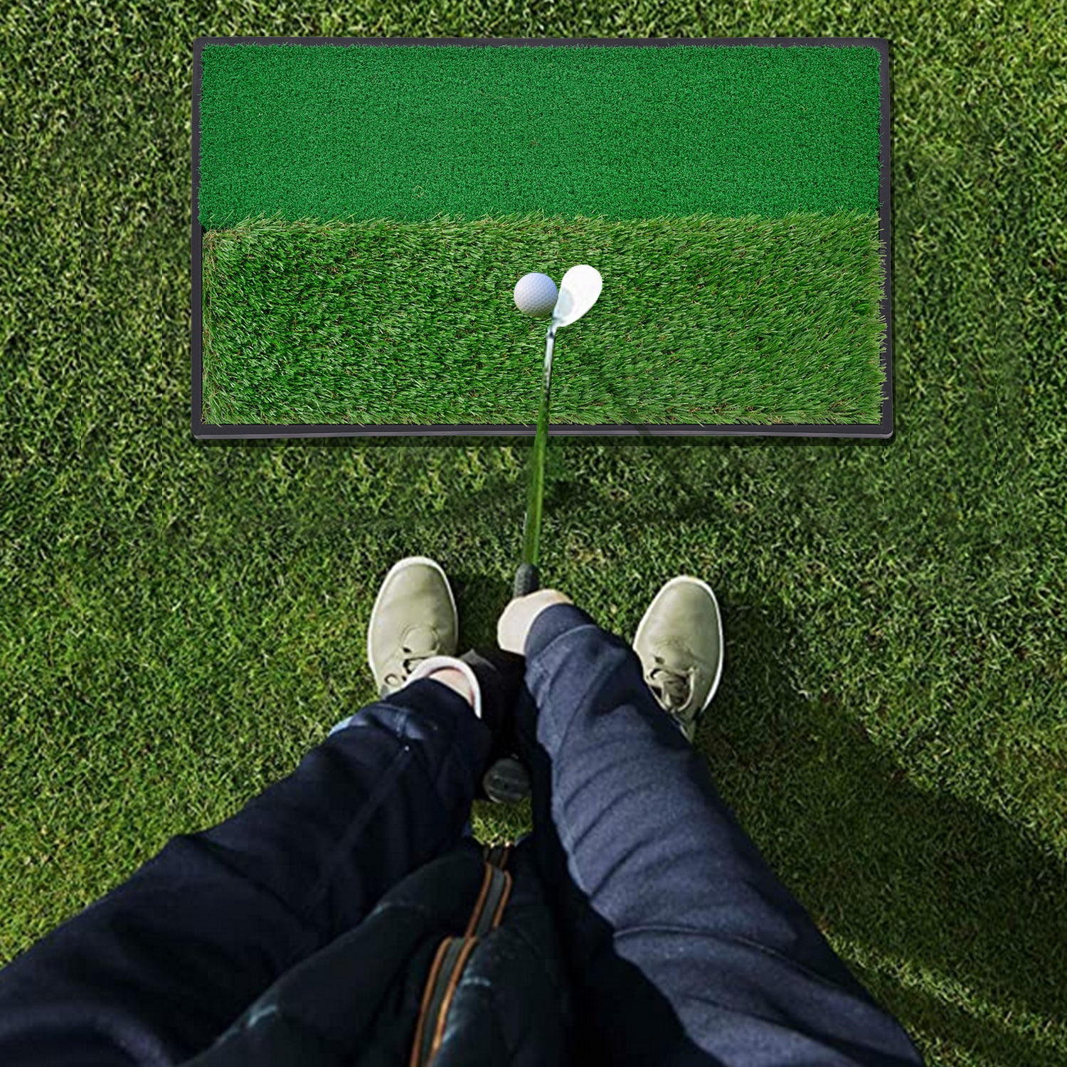 Galileo Sports Golf Hitting Mats Golf Turf Putting Grass Mat Golf Training Practice Turf with Tee Equipment | 12''x24''