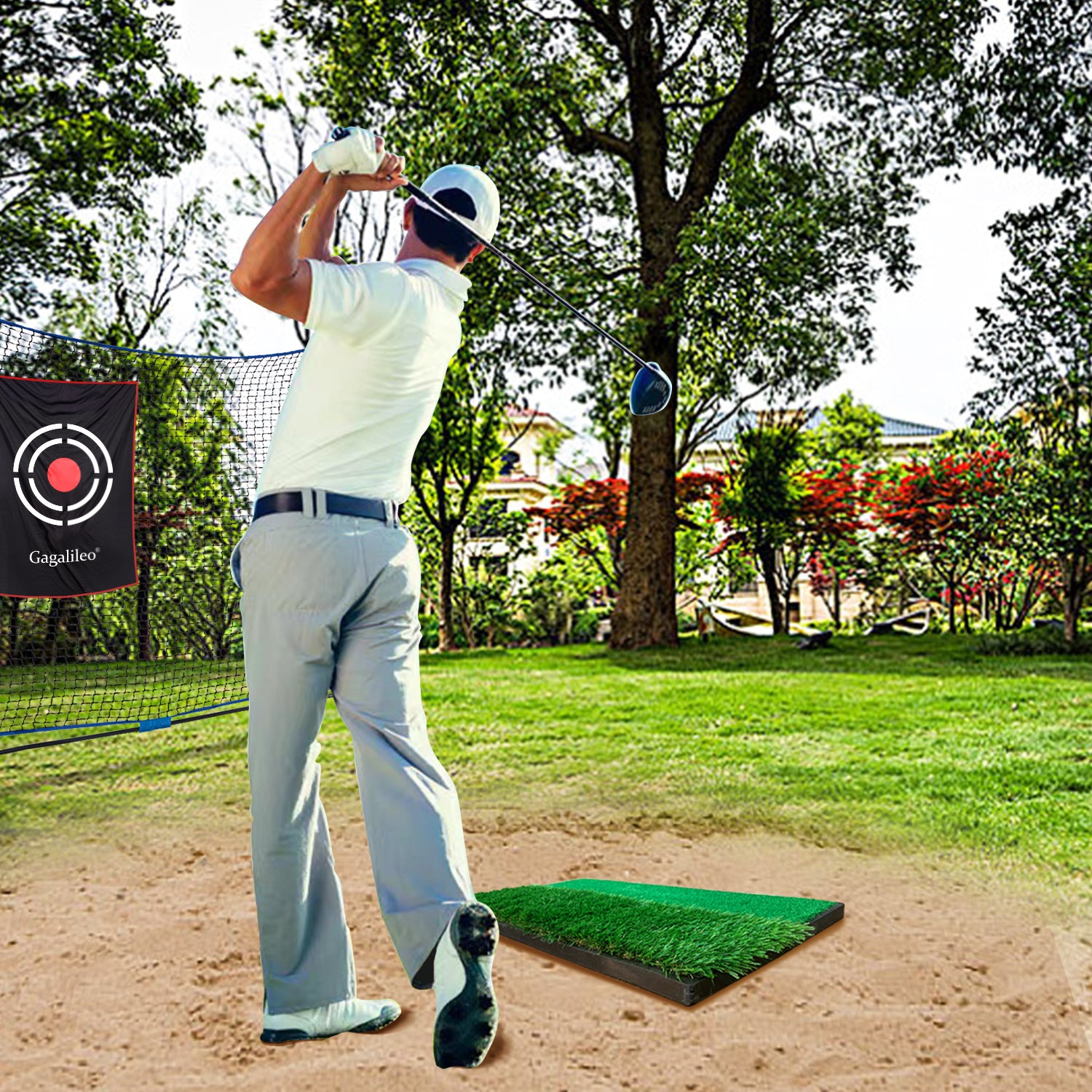 Galileo Sports Golf Hitting Mats Golf Turf Putting Grass Mat Golf Training Practice Turf with Tee Equipment | 12''x24''