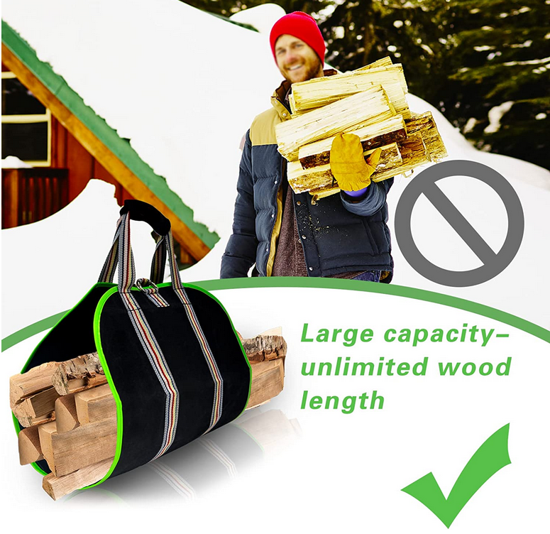 Sac de bûches de transporteur de bois de chauffage, sac de support de bois Heavy Duty