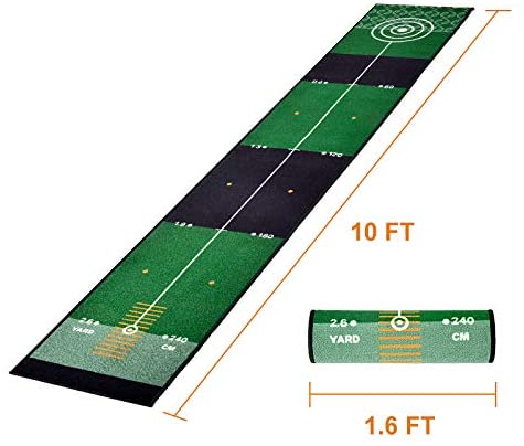 Galileo Golf Putting Green Golf Training Mat for Indoor & Outdoor with Carry Bag | 10'X1.6'Size