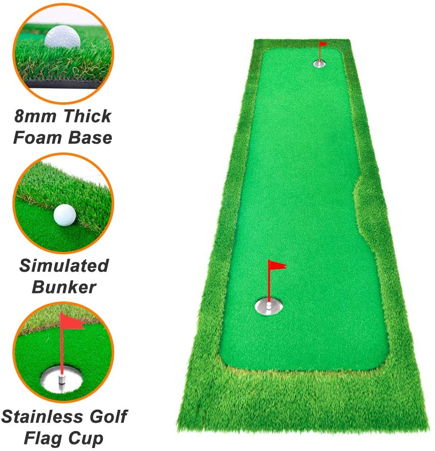 Galileo Golf Putting Mats Putting Green Indoor Golf Putting Training Practice Turf Grass Mat | 3.3'x10'Size