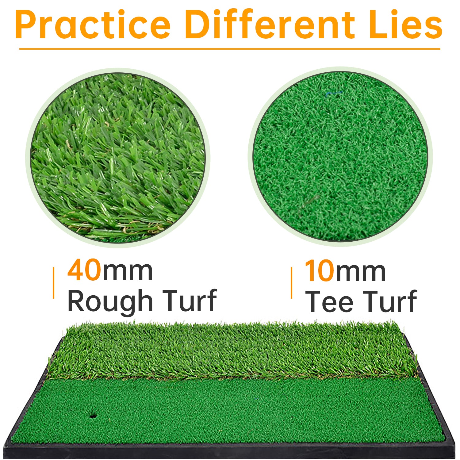 Galileo Sports Golf Hitting Mats Golf Turf Putting Grass Mat Golf Training Practice Turf with Tee Equipment | 12''x24''