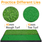Galileo Sports Golf Hitting Mats Golf Turf Putting Grass Mat Golf Training Practice Turf with Tee Equipment | 12''x24''