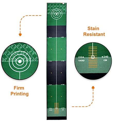 Galileo Golf Putting Green Golf Training Mat for Indoor & Outdoor with Carry Bag | 10'X1.6'Size