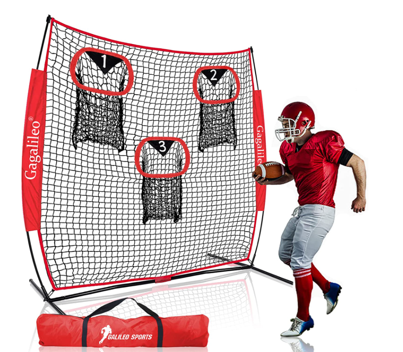 5X7FTGagalileo Football Kicking Cage Throwing Three Holes Net