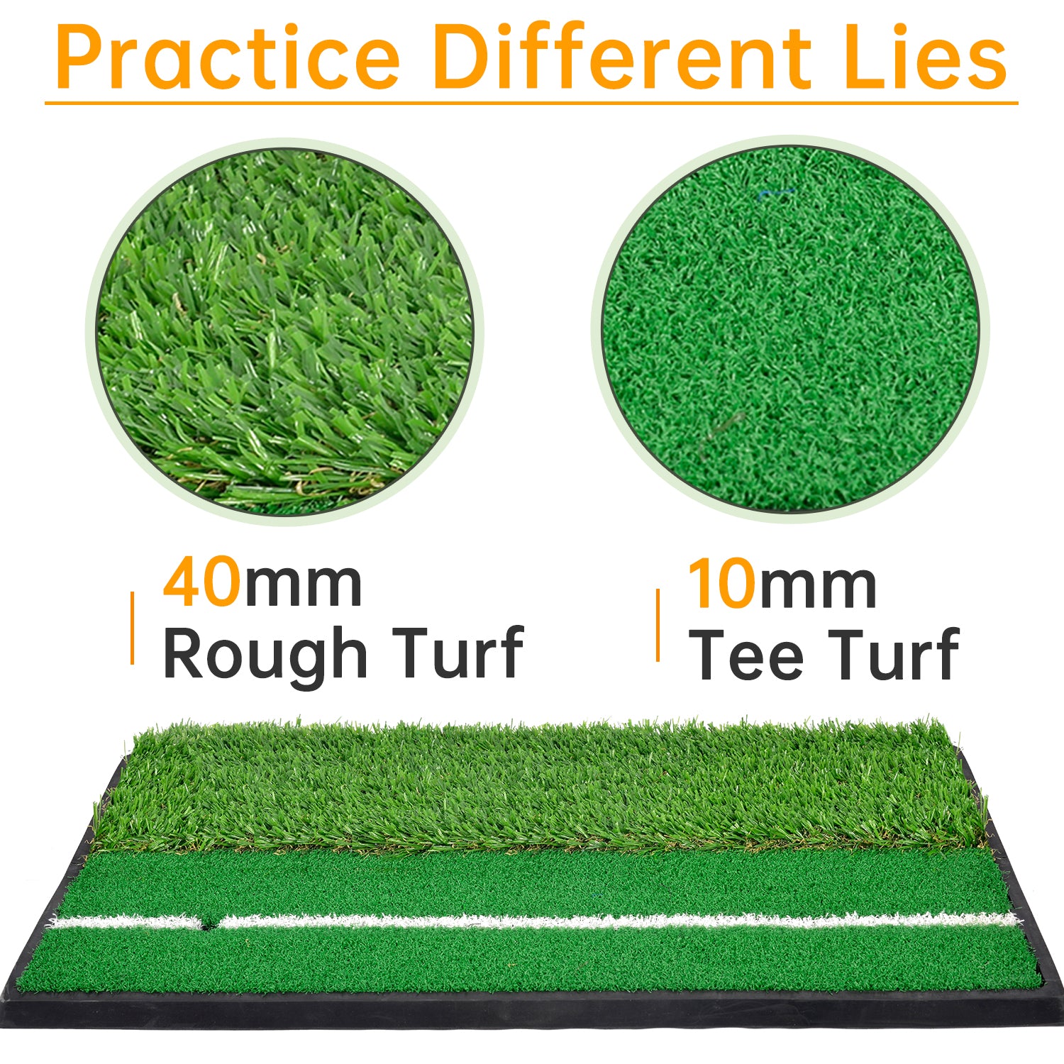 Galileo Sports Golf Hitting Mats Golf Turf Putting Grass Mat Golf Training Practice Turf with Tee Equipment | 12''x24''