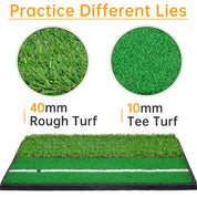Galileo Sports Golf Hitting Mats Golf Turf Putting Grass Mat Golf Training Practice Turf with Tee Equipment | 12''x24''