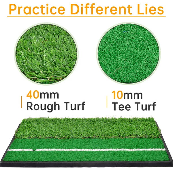 Galileo Sports Golf Hitting Mats Golf Turf Putting Grass Mat Golf Training Practice Turf with Tee Equipment | 12''x24'' - Galileo Sports