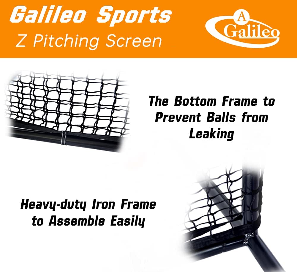 Pitcher Screen Baseball Softball Pitching Screen Baseball Protective Screen | 7'x5' Z-Screen | Black Pro | Galileo Sports