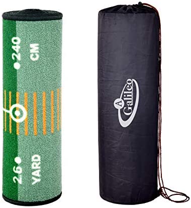 Galileo Golf Putting Green Golf Training Mat for Indoor & Outdoor with Carry Bag | 10'X1.6'Size