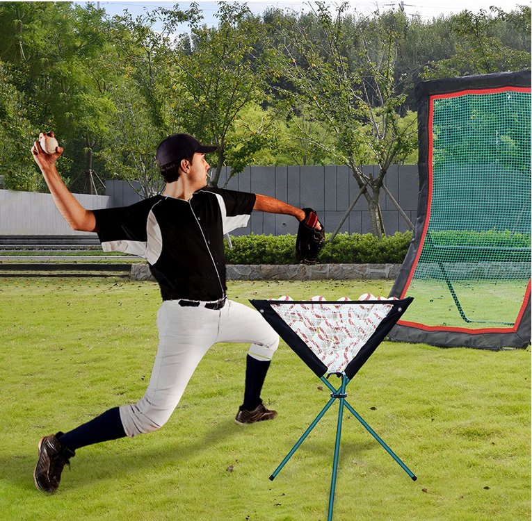 Baseball Softball Rebounder Baseball Pitch Back Multi-Position Return  Trainer 7x4FT, 7 Gears Adjustable Pitching Screen, Ball Caddy  Baseball/Softball