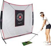 Golf Net Golf Hitting Net for Backyard Training Equipment | 7'x7' | with Golf Mat | Galileo Sports