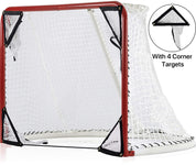 6'x3'X4'Foldable Hockey Goal Steel Hockey Net/ Red Frame and White Netting