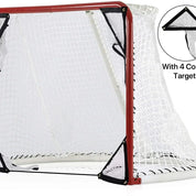 6'x3'X4'Foldable Hockey Goal Steel Hockey Net/ Red Frame and White Netting - Galileo Sports