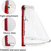 6'x3'X4'Foldable Hockey Goal Steel Hockey Net/ Red Frame and White Netting