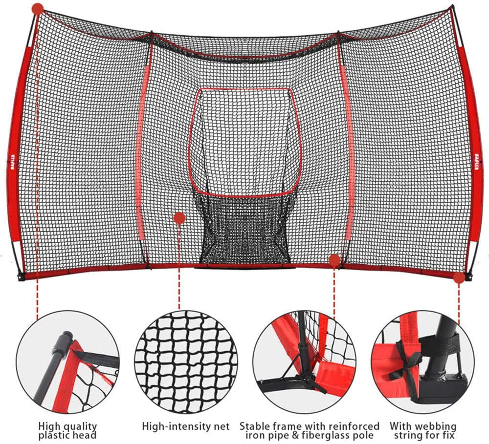 Galileo Baseball&Softball Practice Hitting Pitching Net with Carry Bag | Large Size 16'x9'X6.5 Size