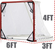 6'x3'X4'Foldable Hockey Goal Steel Hockey Net/ Red Frame and White Netting