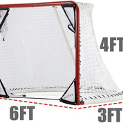 6'x3'X4'Foldable Hockey Goal Steel Hockey Net/ Red Frame and White Netting - Galileo Sports