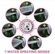 50FT Garden Hose Reel，Retractable Water Hose Reel With 7 Water Sprayer Pattern，Wall Mount Kink-Free and Convenient Storage (Mini, Pink)