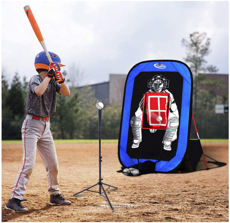 Gagalileo Baseball Softball Practice Pitching Net,Pitching Training Net for Baseball Softball with Strike Zone Catcher Target and Carry Bag, 4.5 ' (H) x 3 ' (W) x 4 ' (D),Pop Up Style