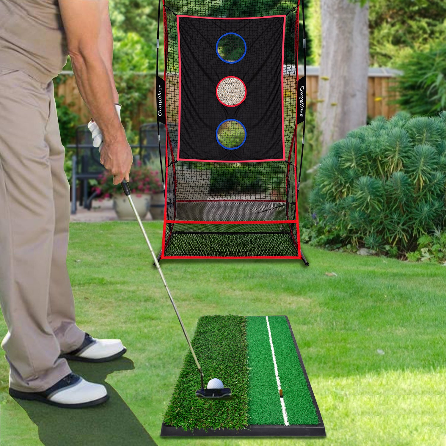 Galileo Sports Golf Hitting Mats Golf Turf Putting Grass Mat Golf Training Practice Turf with Tee Equipment | 12''x24''