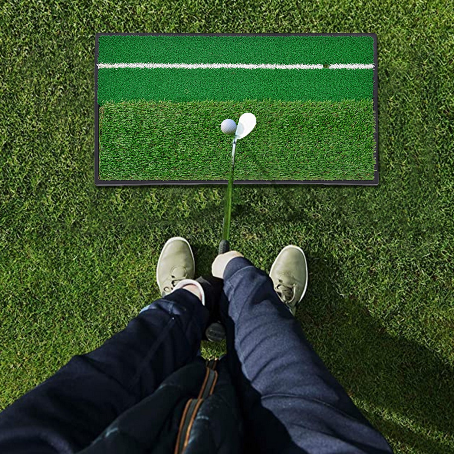 Galileo Sports Golf Hitting Mats Golf Turf Putting Grass Mat Golf Training Practice Turf with Tee Equipment | 12''x24''