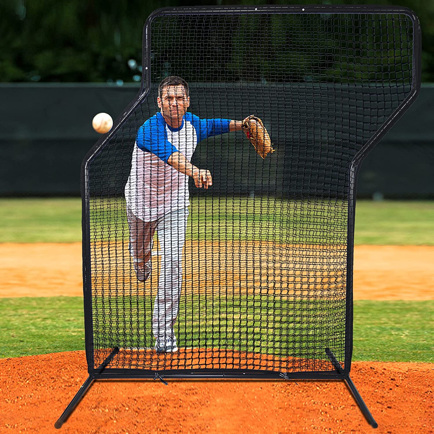 Pantalla de lanzador de béisbol Pantalla de lanzamiento de softbol Pantalla protectora de béisbol | Pantalla Z de 7'x5' | negro profesional | deportes galileo