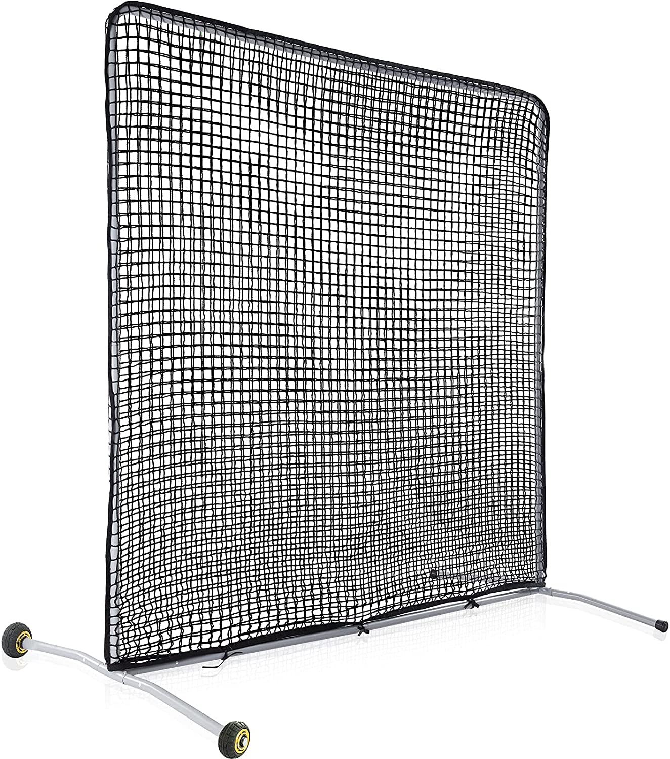 Pitcher Screen Baseball Softball Pitching Screen Baseball Protective Screen | 7'x7' | Black Pro | Portable with Wheels | Galileo Sports