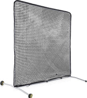 Pitcher Screen Baseball Softball Pitching Screen Baseball Protective Screen | 7'x7' | Black Pro | Portable with Wheels | Galileo Sports