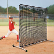 Pitcher Screen Baseball Softball Pitching Screen Baseball Protective Screen | 7'x7' | Black Pro | Portable with Wheels | Galileo Sports