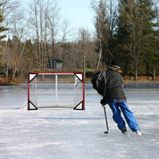 6'x3'X4'Foldable Hockey Goal Steel Hockey Net/ Red Frame and White Netting