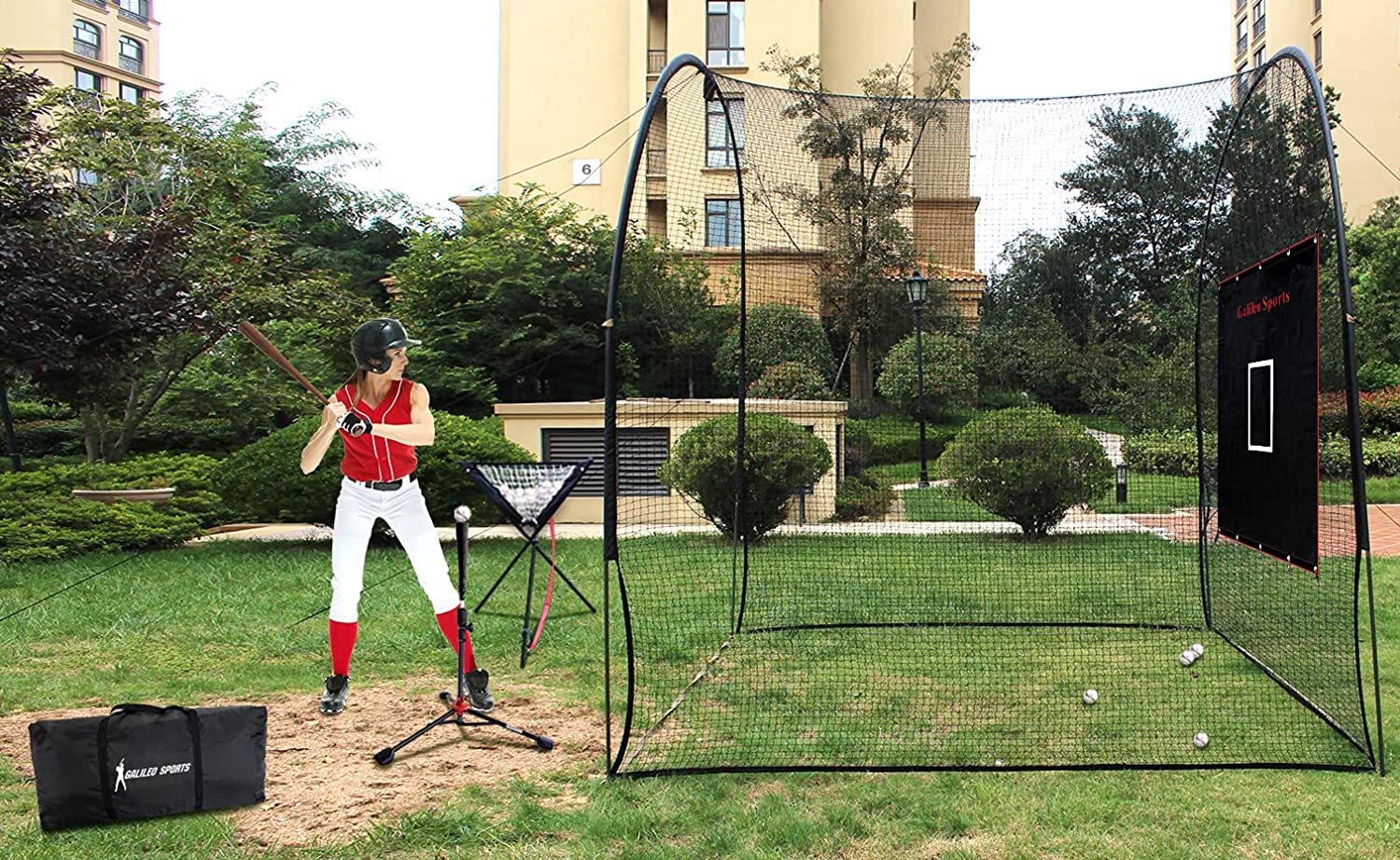 Jaula de bateo de béisbol de red de práctica de béisbol para patio trasero | 13'X10'X10' | deportes galileo