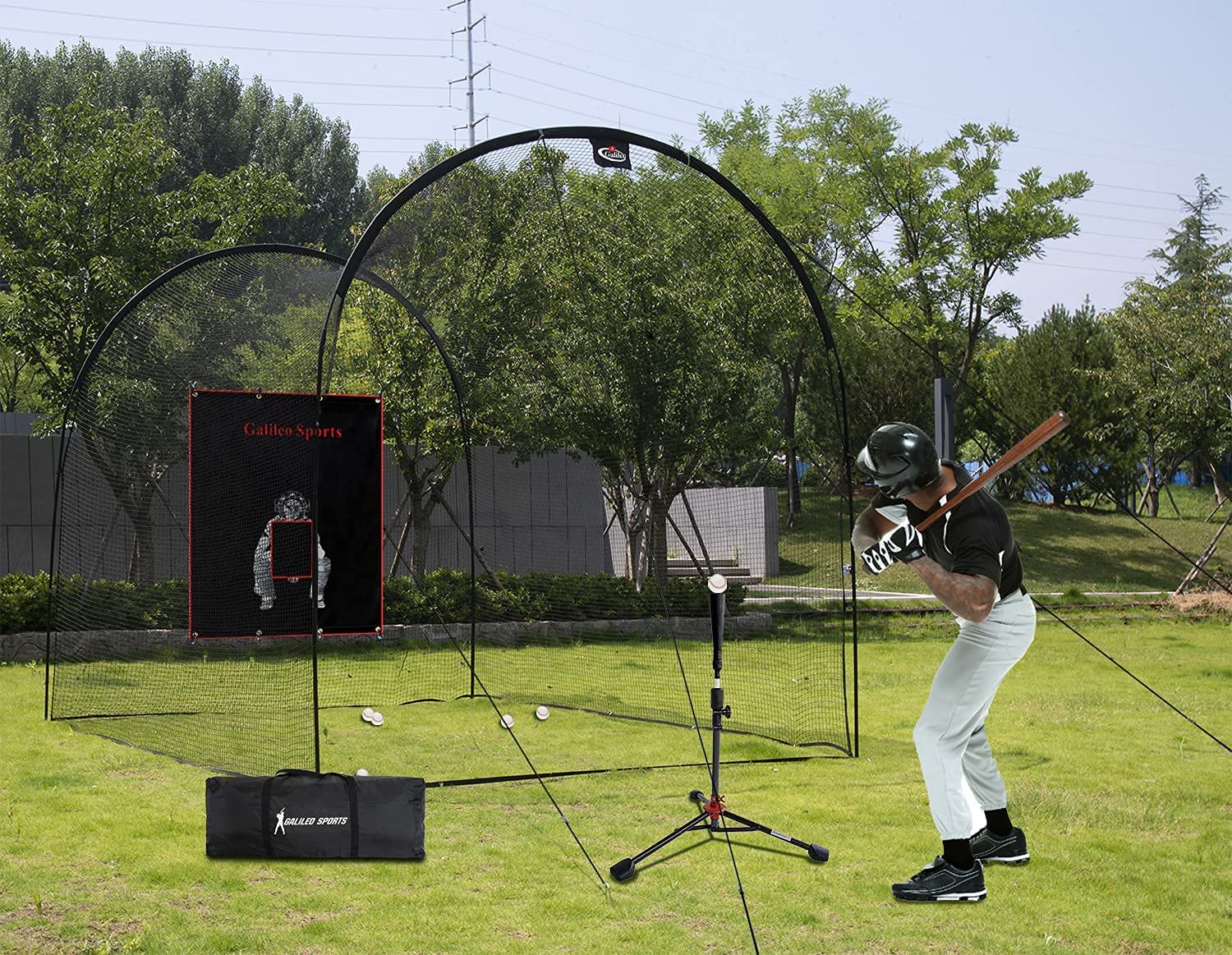 Jaula de bateo de béisbol de red de práctica de béisbol para patio trasero | 13'X10'X10' | deportes galileo