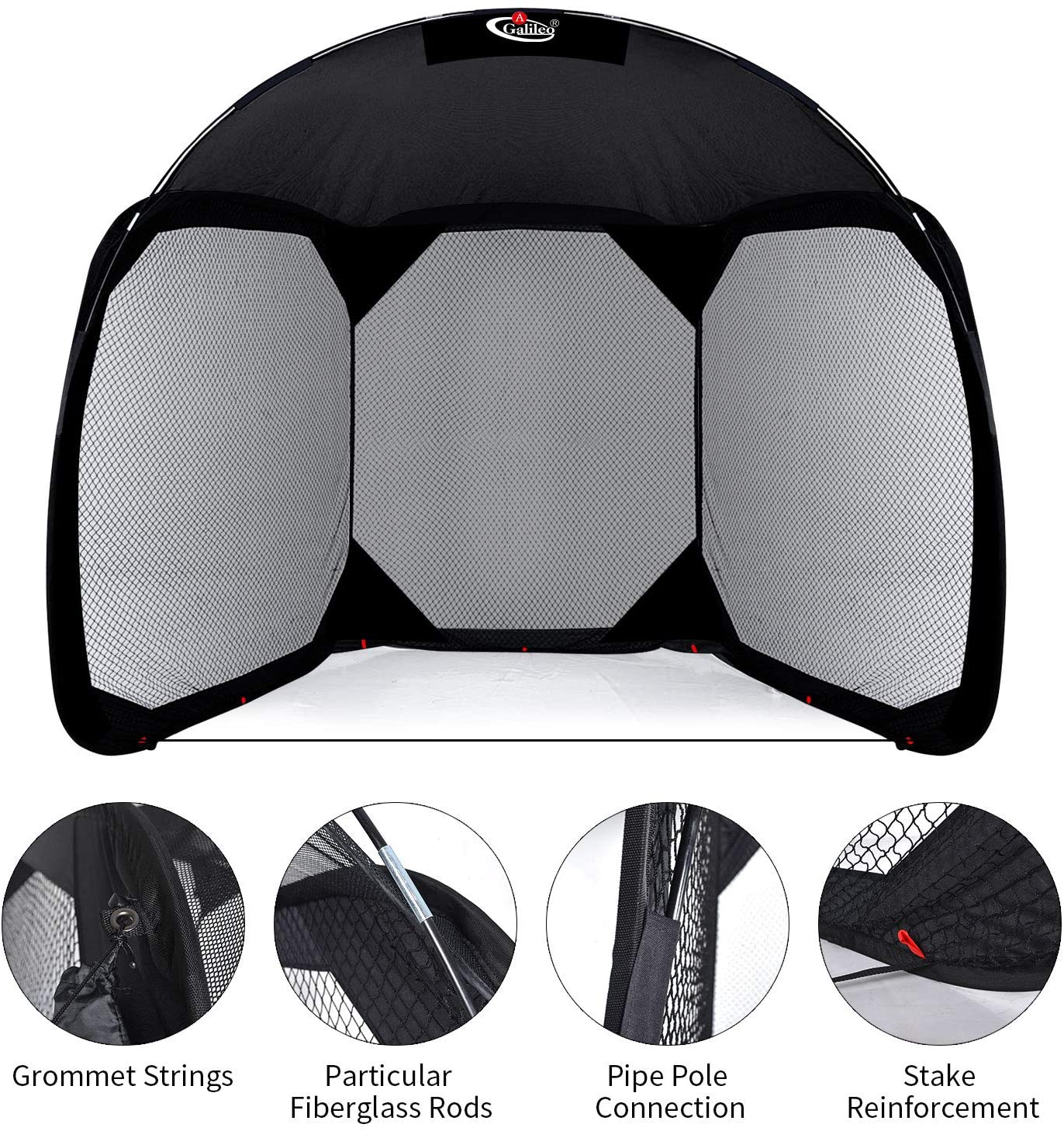 Products Pitcher Screen Baseball Softball Pitching Screen Baseball Protective Screen | 12'X6'X9.5' | Black Pro | Galileo Sports