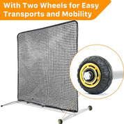 Pitcher Screen Baseball Softball Pitching Screen Baseball Protective Screen | 7'x7' | Black Pro | Portable with Wheels | Galileo Sports