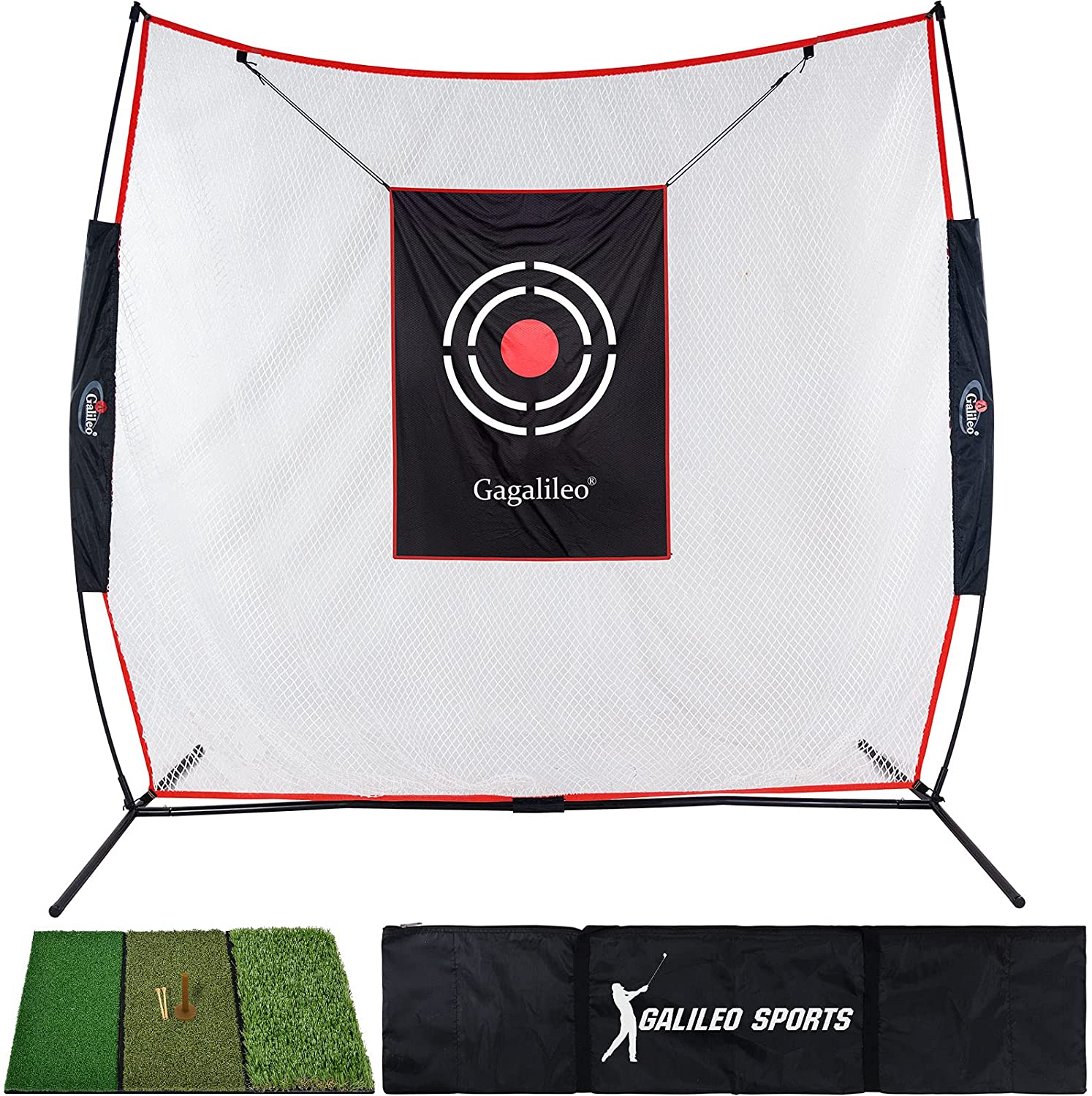 Golf Net Golf Hitting Net for Backyard Training Equipment | 7'x7' | with Golf Mat | Galileo Sports