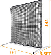 Pitcher Screen Baseball Softball Pitching Screen Baseball Protective Screen | 7'x7' | Black Pro| Galileo Sports