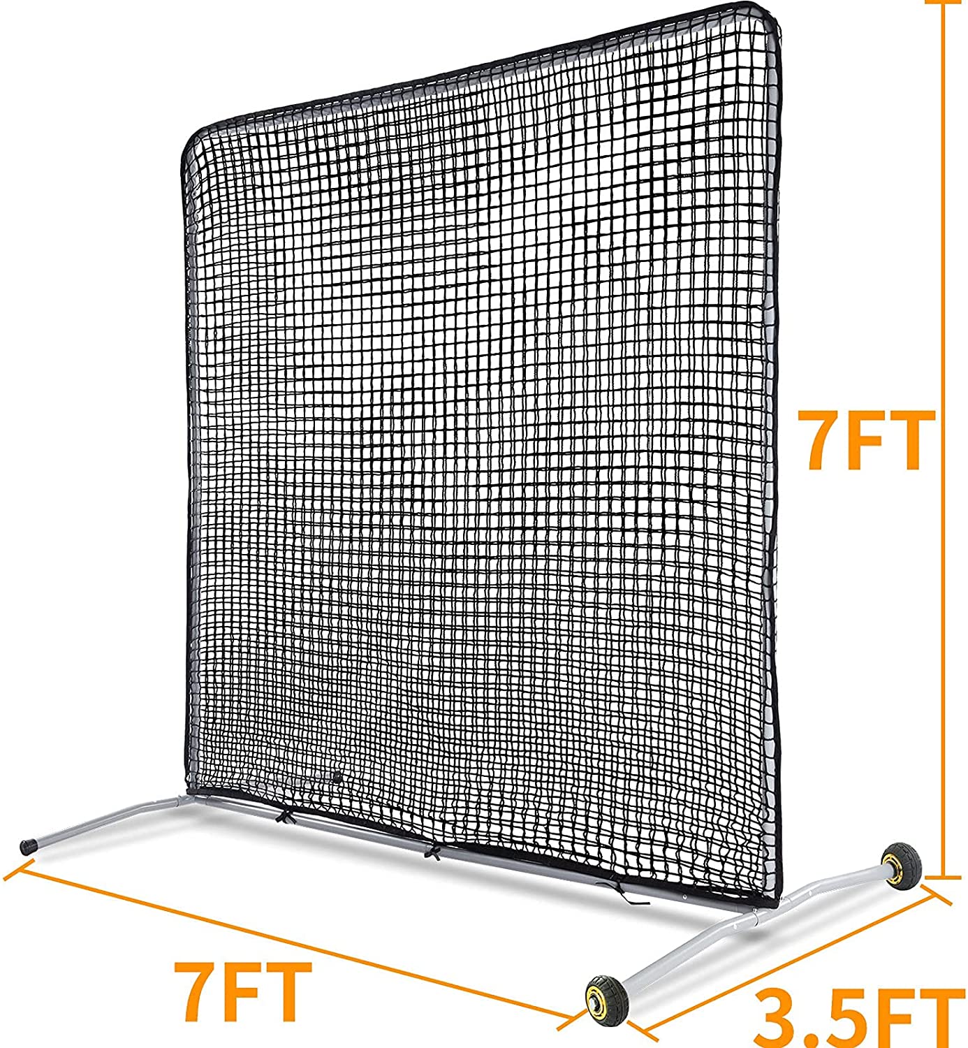Pitcher Screen Baseball Softball Pitching Screen Baseball Protective Screen | 7'x7' | Black Pro | Portable with Wheels | Galileo Sports