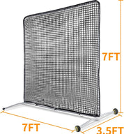 Pitcher Screen Baseball Softball Pitching Screen Baseball Protective Screen | 7'x7' | Black Pro | Portable with Wheels | Galileo Sports