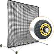 Pitcher Screen Baseball Softball Pitching Screen Baseball Protective Screen | 7'x7' | Black Pro | Portable with Wheels | Galileo Sports