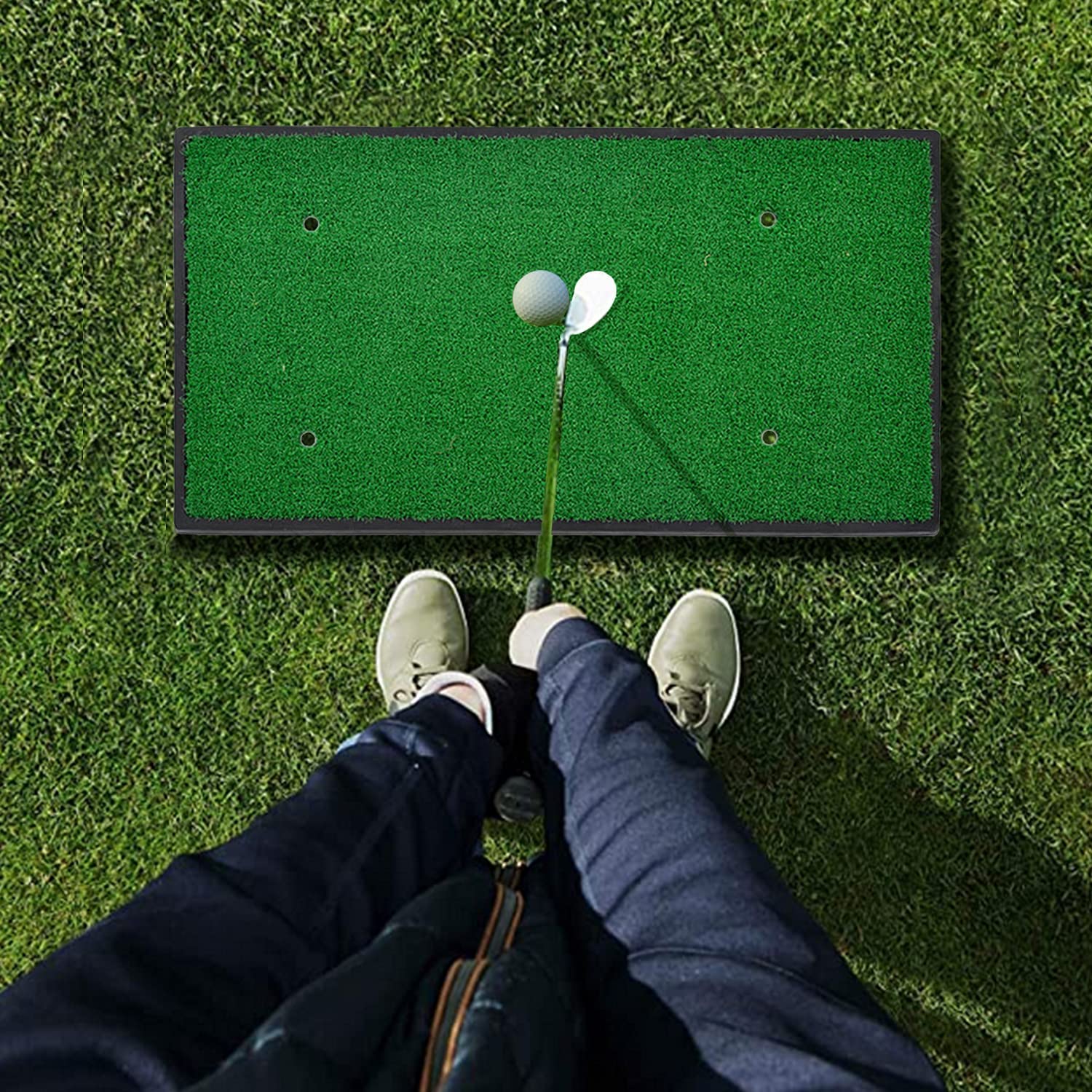 Galileo Sports Golf Hitting Mats Golf Turf Putting Grass Mat Golf Training Practice Turf with Tee Equipment | 12''x24''