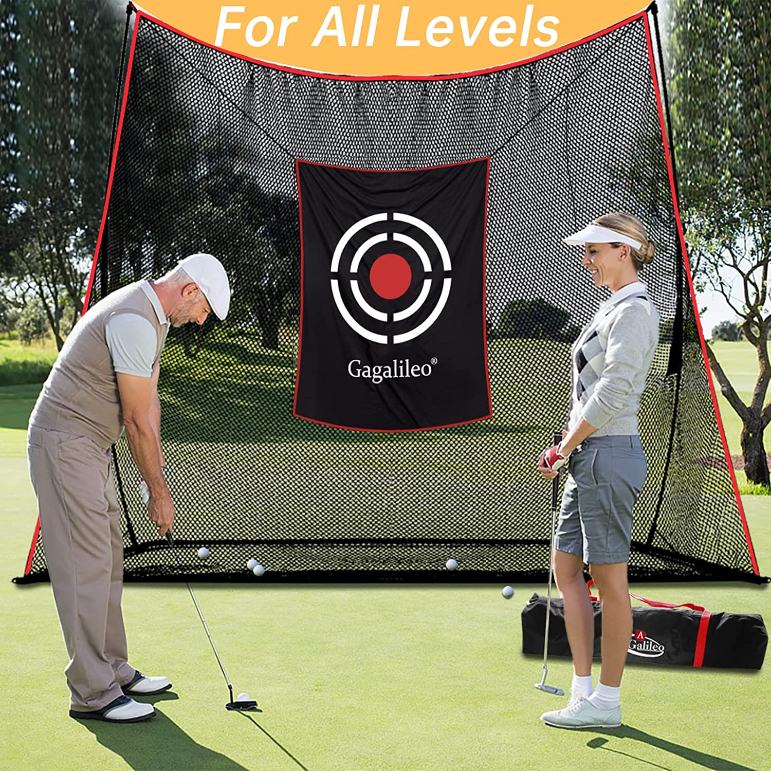 Galileo Sports Redes de práctica de golf Red de golf para campo de prácticas de golf en elpatio trasero | 10' X 8' X 3' | deportiert Galilei
