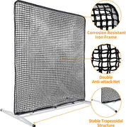 Pitcher Screen Baseball Softball Pitching Screen Baseball Protective Screen | 7'x7' | Black Pro| Galileo Sports
