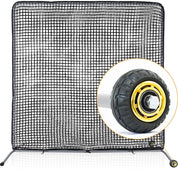 Pitcher Screen Baseball Softball Pitching Screen Baseball Protective Screen | 7'x7' | Black Pro | Portable with Wheels | Galileo Sports