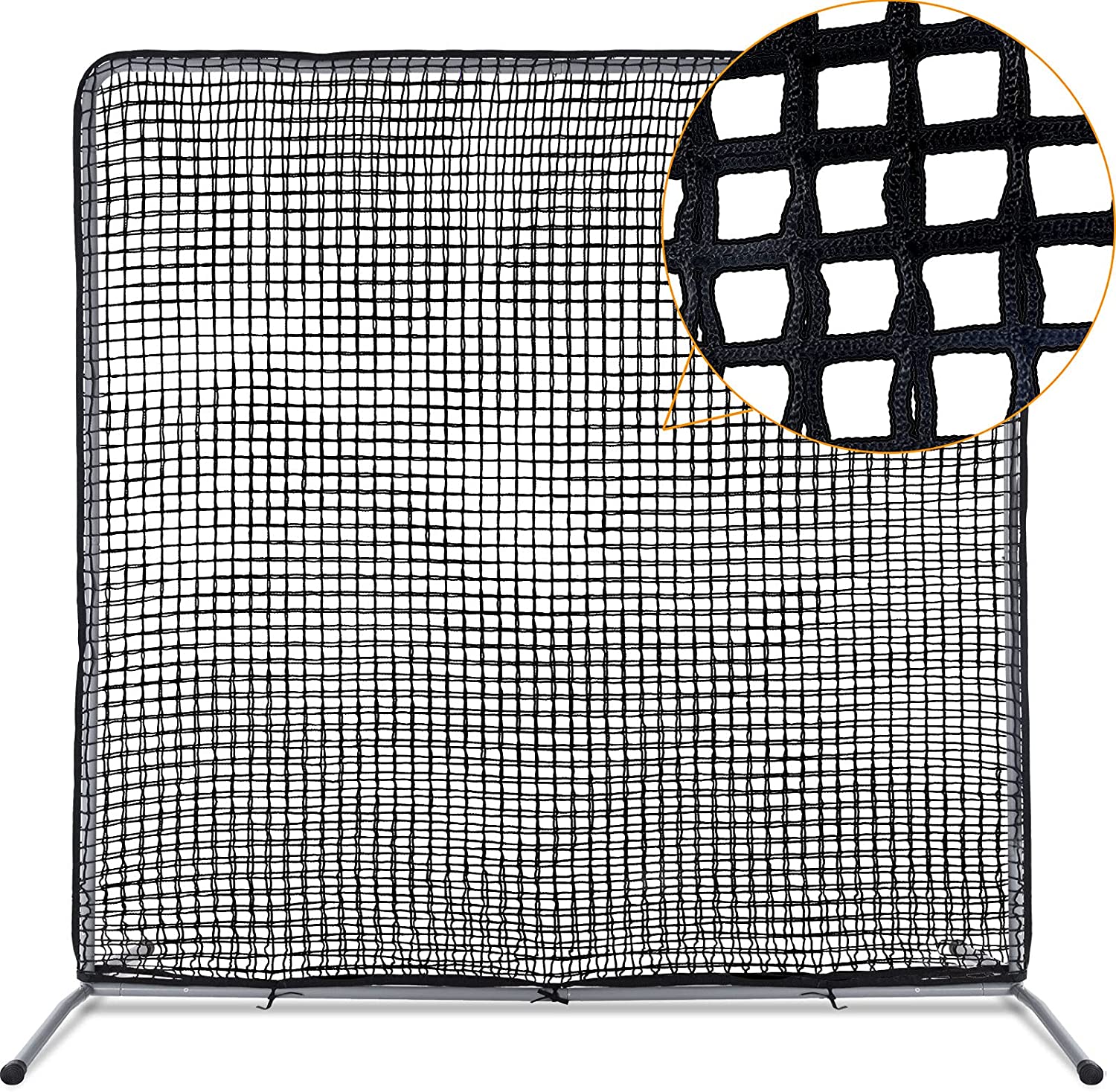 Pitcher Screen Baseball Softball Pitching Screen Baseball Protective Screen | 7'x7' | Black Pro| Galileo Sports
